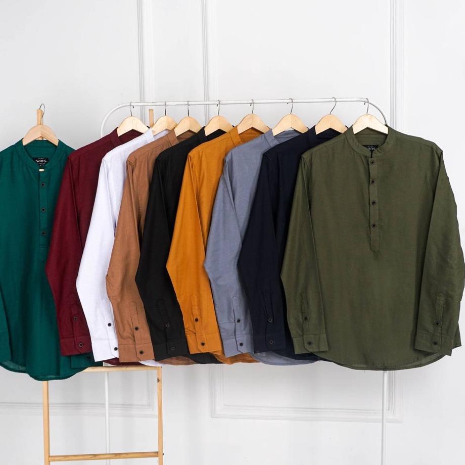 ➬ Kemejalaku Kemeja Koko Casual Pria LONG KOKO SHANGHAI ARMY GREEN E-1411J ▼