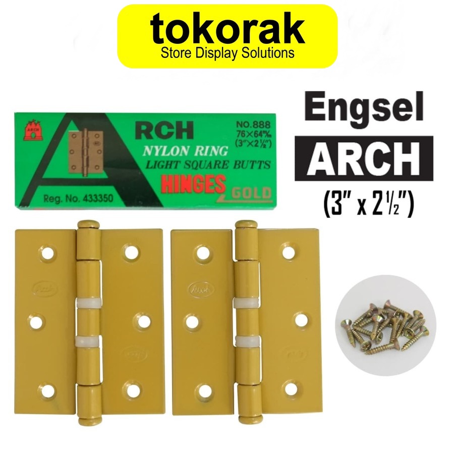 ENGSEL NYLON ARCH ASLI 3 INCH GOLD PINTU ALUMINIUM JENDELA KUPU-KUPU PER 2 PCS