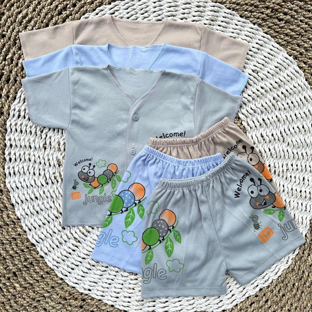 3pcs baju bayi lengan pendek + celana pendek bayi baru lahir baju bayi stelan bayi stelan warna