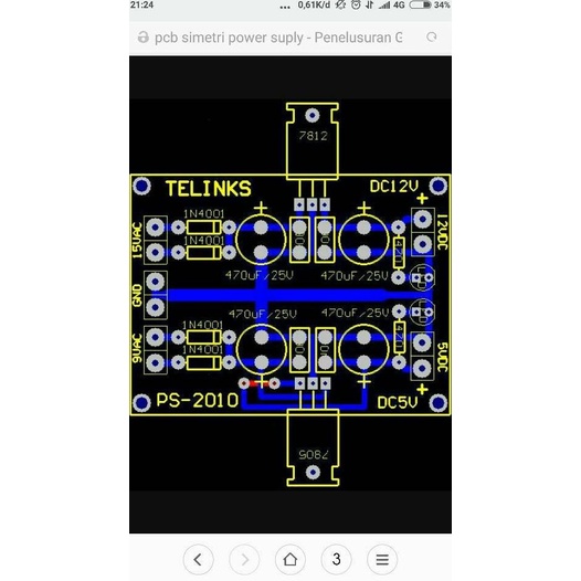 pcb simetris power suply ic 7812 7805 plus komponen PCXUJA789 Diminati Banget