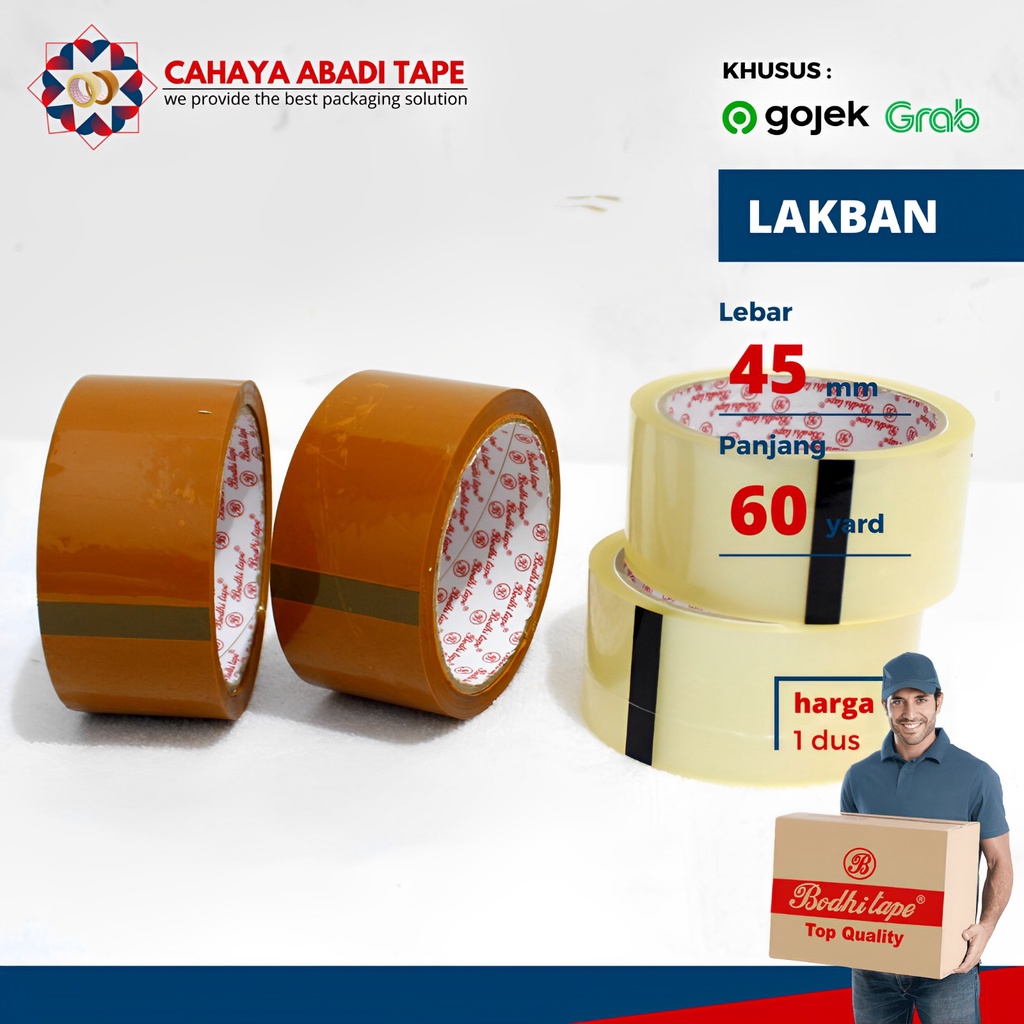 

LAKBAN BENING COKLAT TERMURAH 45MM X 60YARD PERDUS KHUSUS GRAB/GOJEK