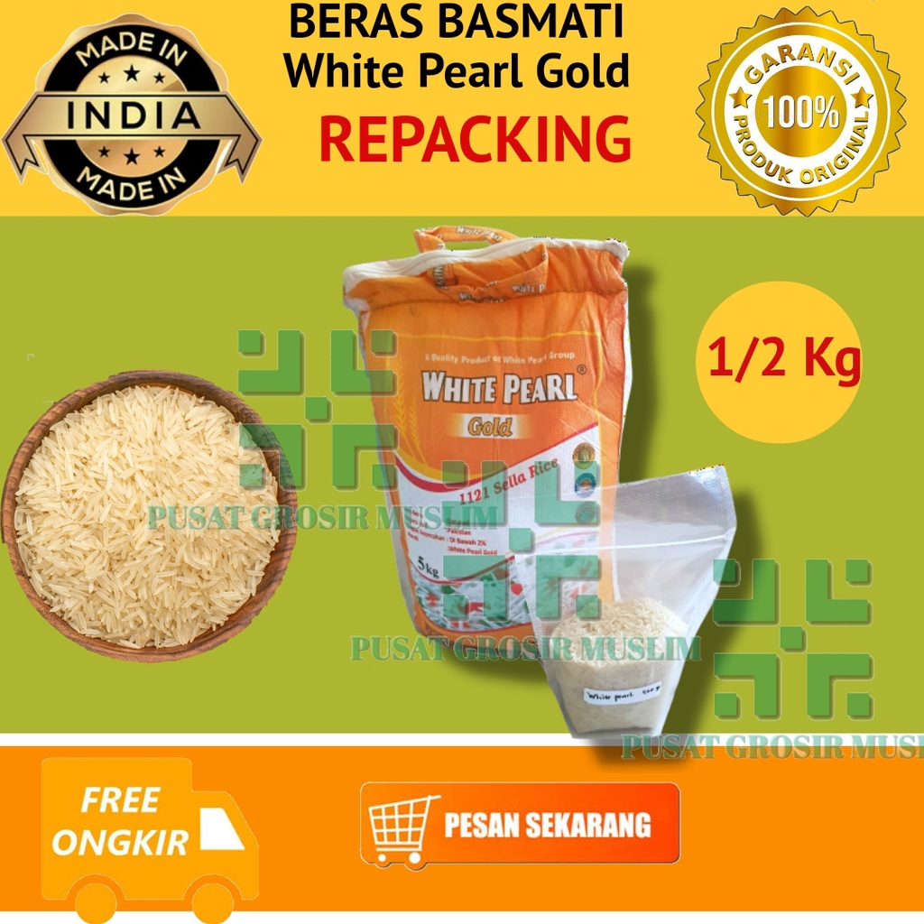 Beras Basmati Dawaat abu kass white pearl  1/2kg 0,5kg 0,5 kg 500gr Dijamin Ori atau Uang Kembali!!!