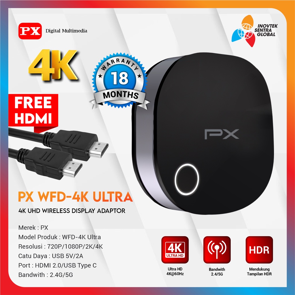 PX WFD-4K ULTRA Wireless HDMI Audio Video Receiver Display TV 4K 60Hz