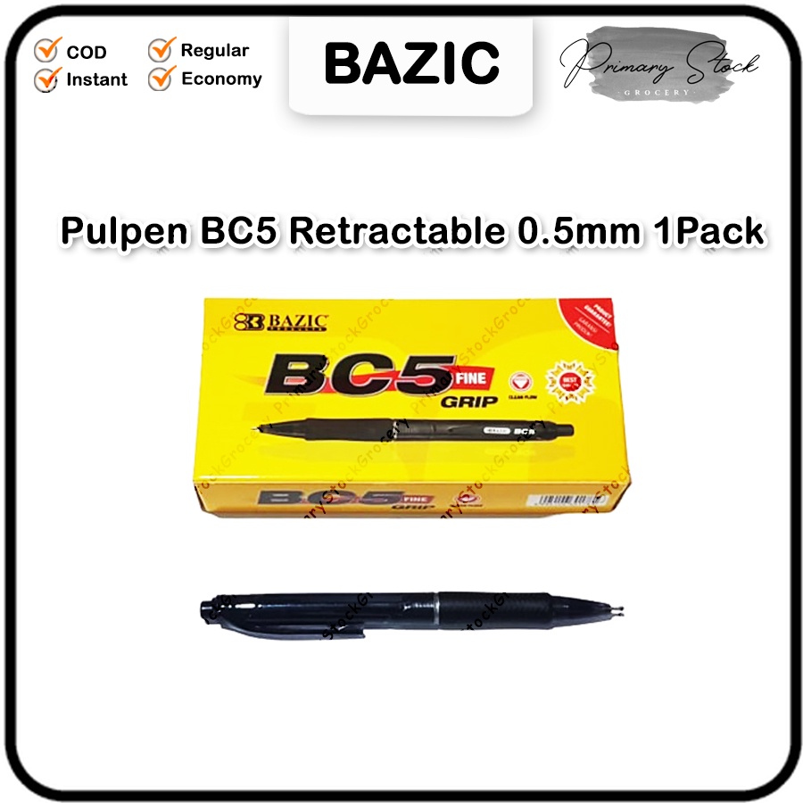 

Pulpen Lancip 1 Pack Hitam Bulpen Runcing Gel Retractable Bolpen Cetek Tajam Bazic BC 5 BC5