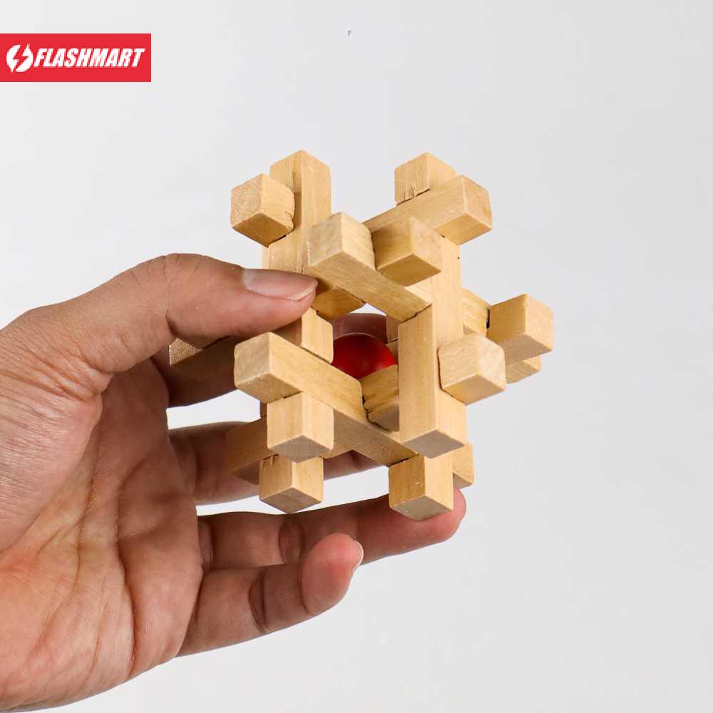 Flashmart Mainan 3D Wood Puzzle Tipe Take and Trapped Red Ball - OL3