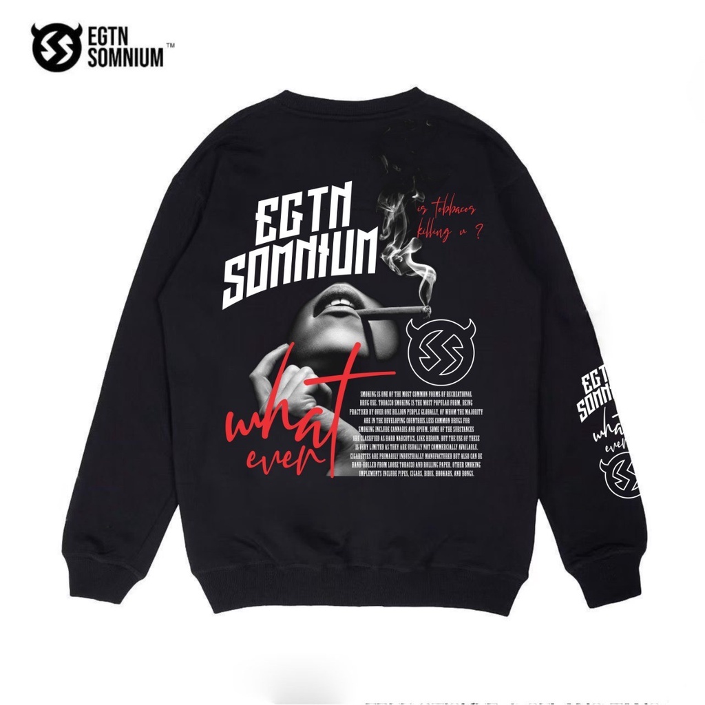 TURUN HARGA ! Sweater Crewneck Black Motif Simpel Pria dan Wanita Premium Quality Sweatshirt