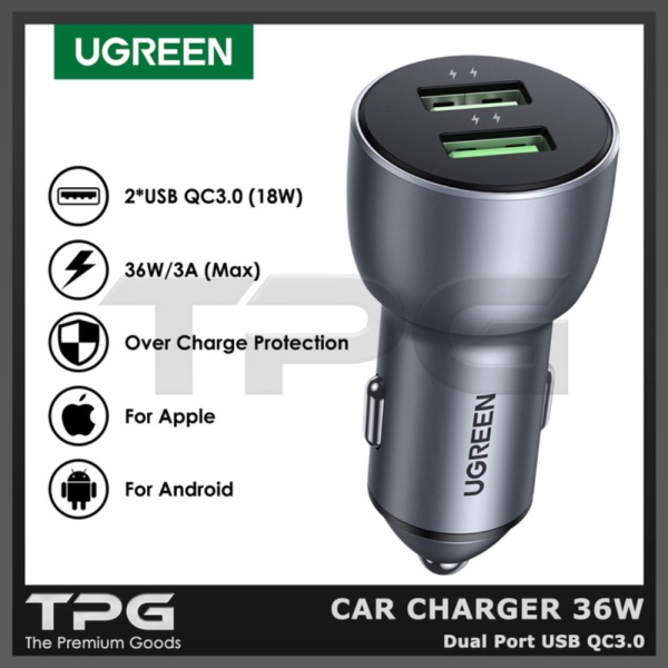USB 36W CAR UGREEN MOBIL PORT 2 CHARGING Promo IPHONE SAMSUNG CHARGER FAST Limited