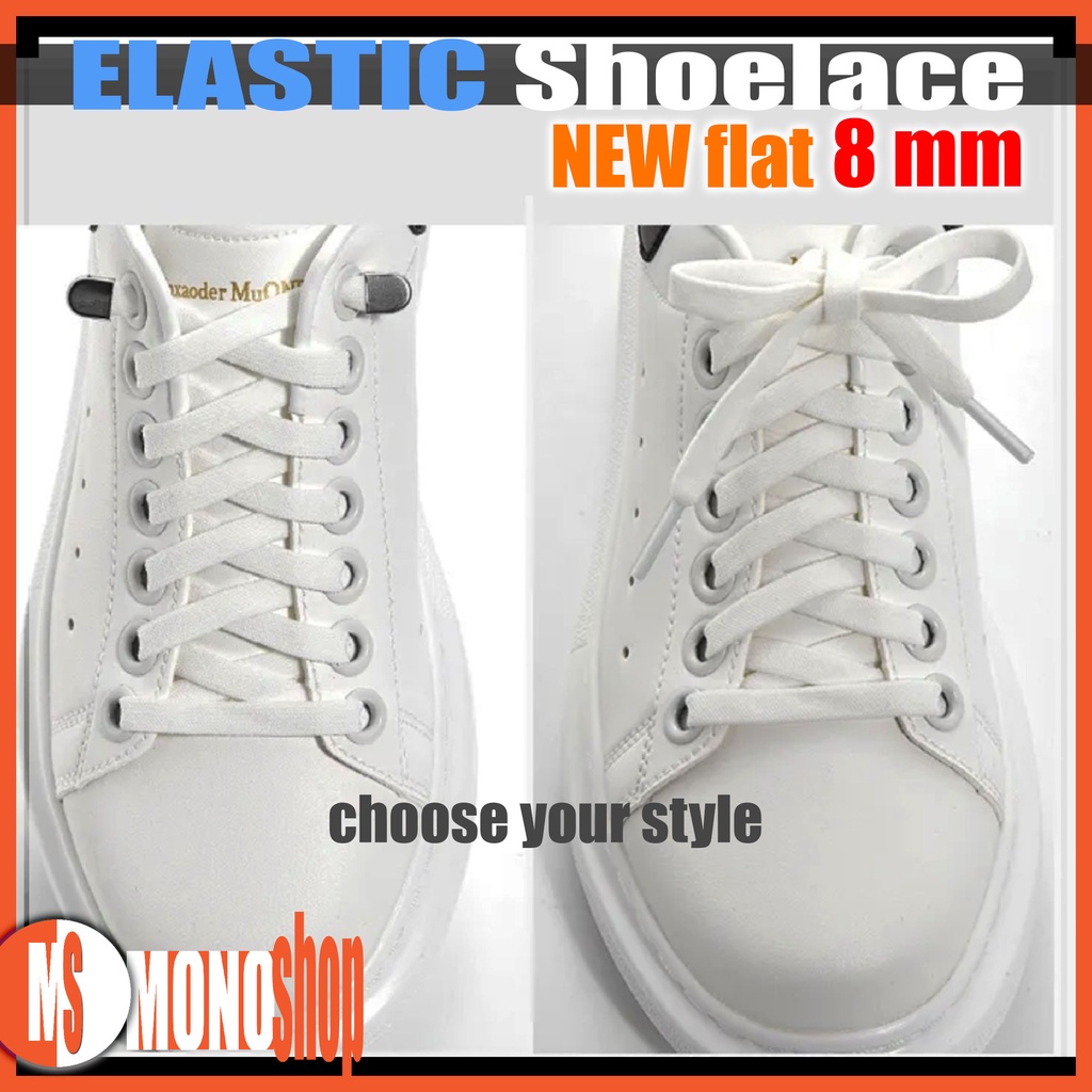 elastic shoelace sneakers model new flat dengan metal lock clip