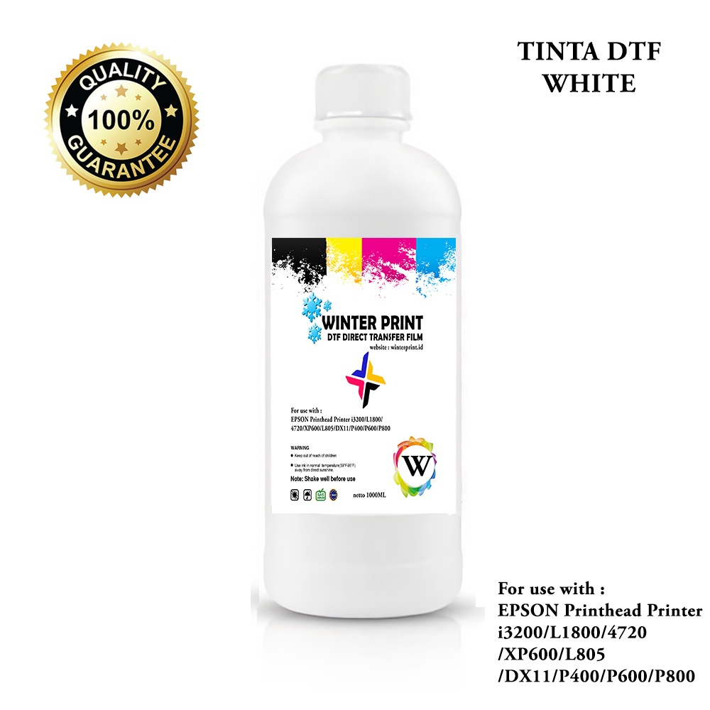 TINTA DTF CMYK + White PREMIUM QUALITY 1 LITER SABLON PRINTER KAOS DTF