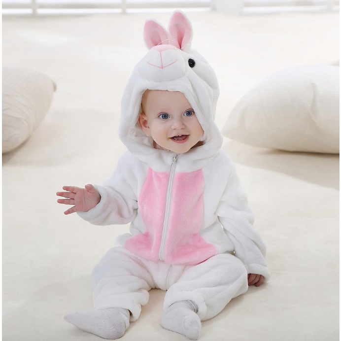 Onesie White Rabbit Kostum Bayi Balita Kelinci Putih Cosplay