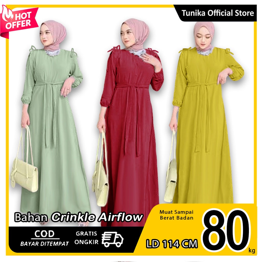 Linda Crinkle Airflow Maxy -  Baju Gamis Jumbo Wanita - Dress Muslim - Gamis Dewasa - Tunika