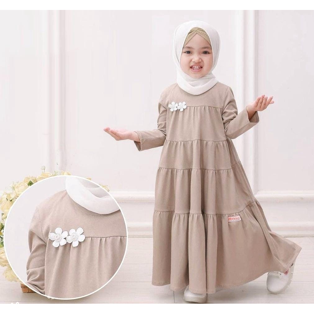 Gamis Anak Perempuan 1-12 Tahun Model Susun Bahan Crinkle Airflow Premium