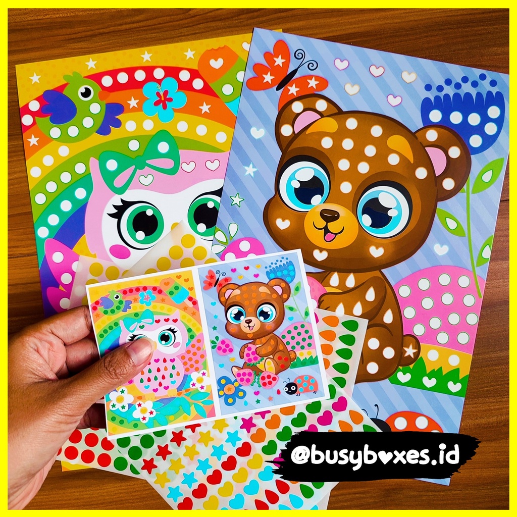 [busyboxes.id] Mainan Edukasi anak 3 tahun aktivitas menempel sticker rainbow seri owl