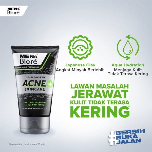 [40 GR - KEMASAN BARU MEN'S OIL BUSTER] MEN'S BIORE FACIAL FOAM ACNE SKINCARE - OIL BALANCE - 40GR_Cerianti