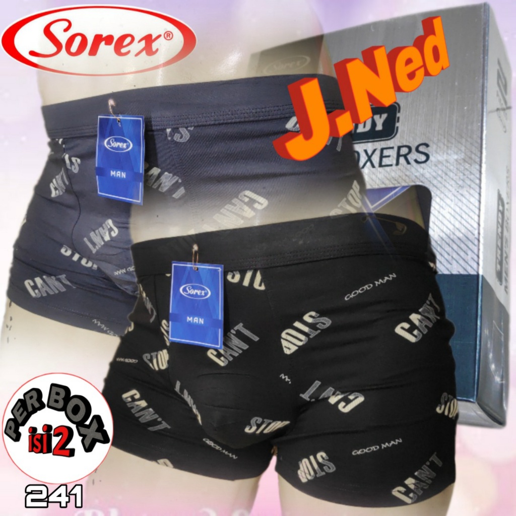 J241D HARGA 1BOX ISI 2 PCS BOXER PRIA SOREX MOTIF SIZE M - XL