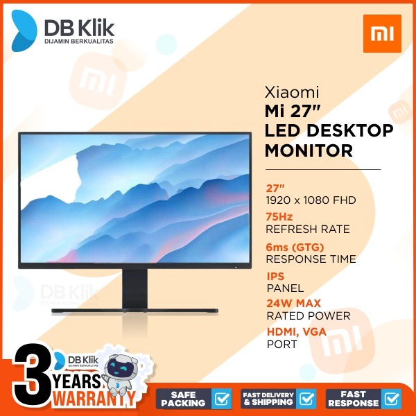 LED Monitor Xiaomi MI 27&quot; 75Hz FHD HDMI VGA - MONITOR DESKTOP MI 27&quot;