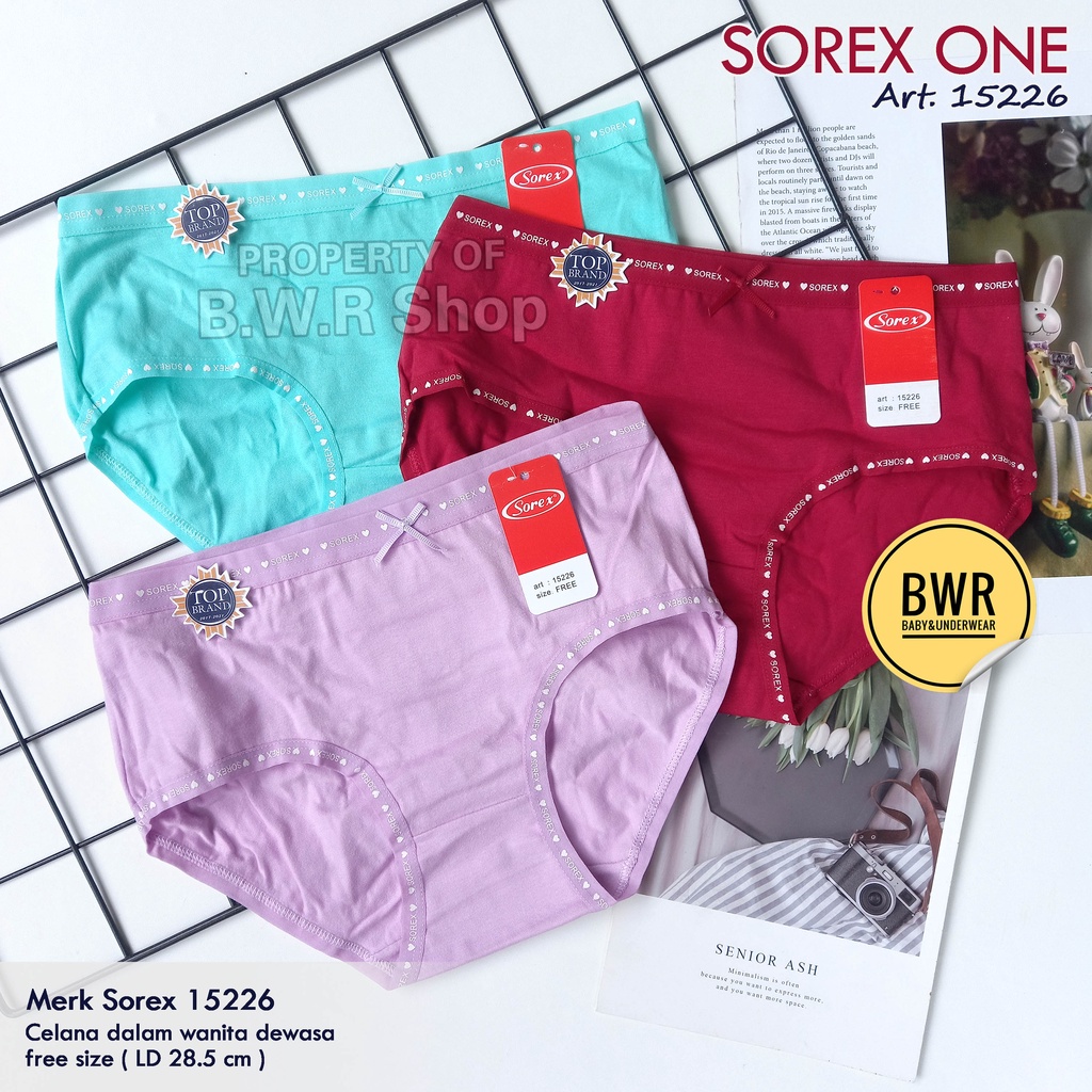 [ 3pc ] CD Sorex 15226 Free SIze | Celana Dalam Wanita Pita Cantik Colourful - Bwr