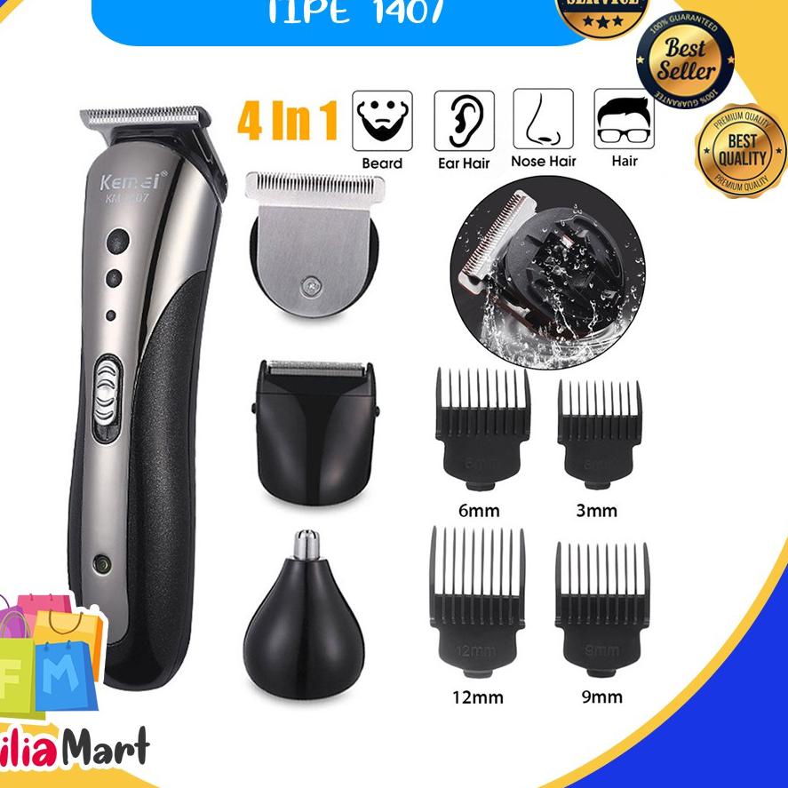 ✯ Kemei 1407 Hair Clipper Alat Mesin Cukur Rambut Kumis Jenggot KM 1407 / Elektrik Shaver KM-1407 ➬