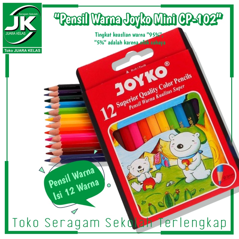 

[Toko Juara Kelas] Pensil Warna Joyko Mini 12 Warna CP-102 - Color Pencils Pensil Warna Joyko CP-102 12 Warna