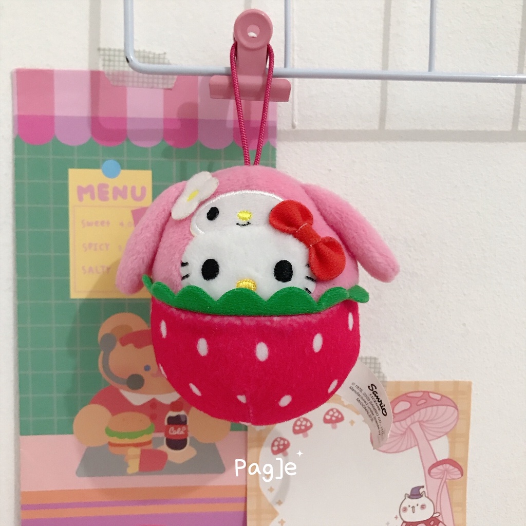 Hello Kitty in My Melody Costume Strawberry x McDonald Thailand Fruit Farm [New] - Plush Doll Boneka