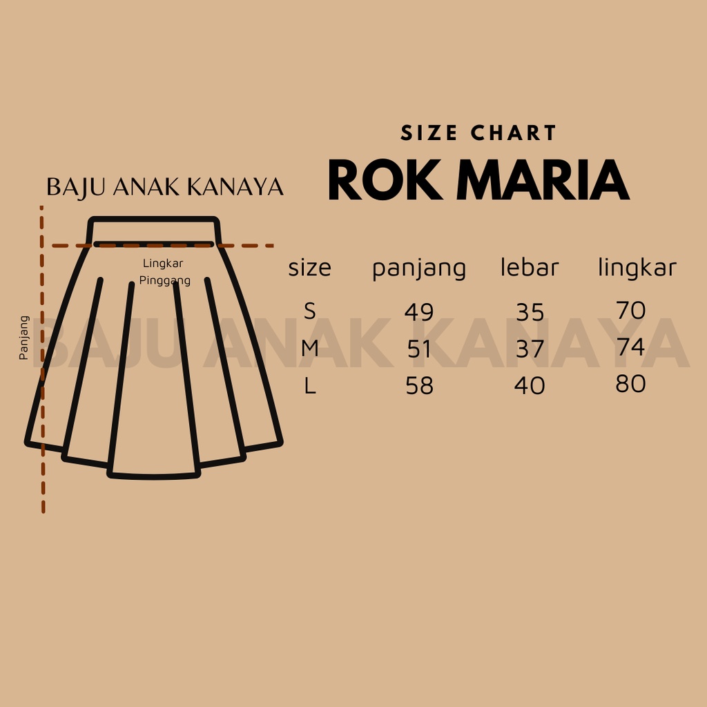 3-6TH MARIA SKIRT ANAK ROK 7/8  ROK ANAK PEREMPUAN