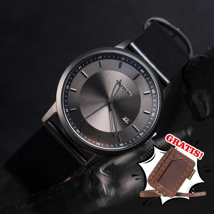 SIAP KIRIM Guteninc - Jam Tangan Pria Sincere Full Black Leather Watch