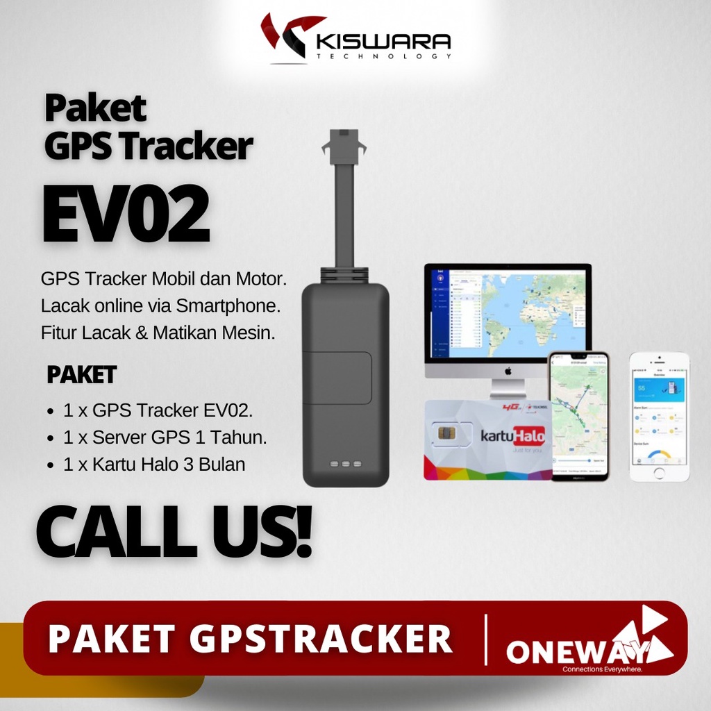 PAKET GPS TRACKER EV02 (INCLUDE SERVER + KARTU HALO 3 BULAN)