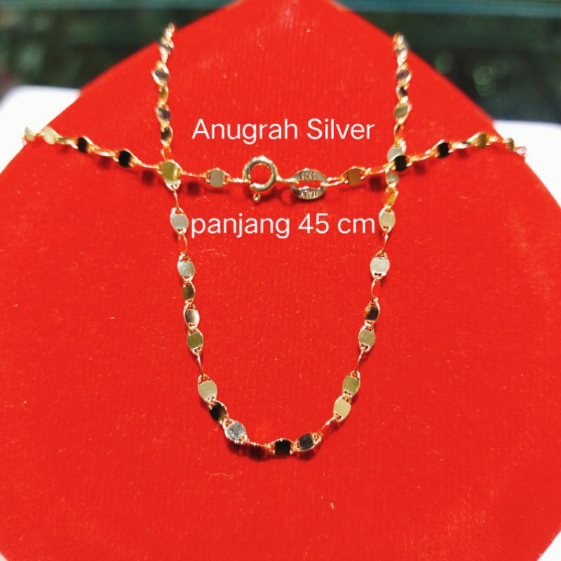 Kalung wanita Toscano/biji timun remaja &amp; dewasa warna rose gold perak asli 925/Silver lapisan emas kuning murni!!!