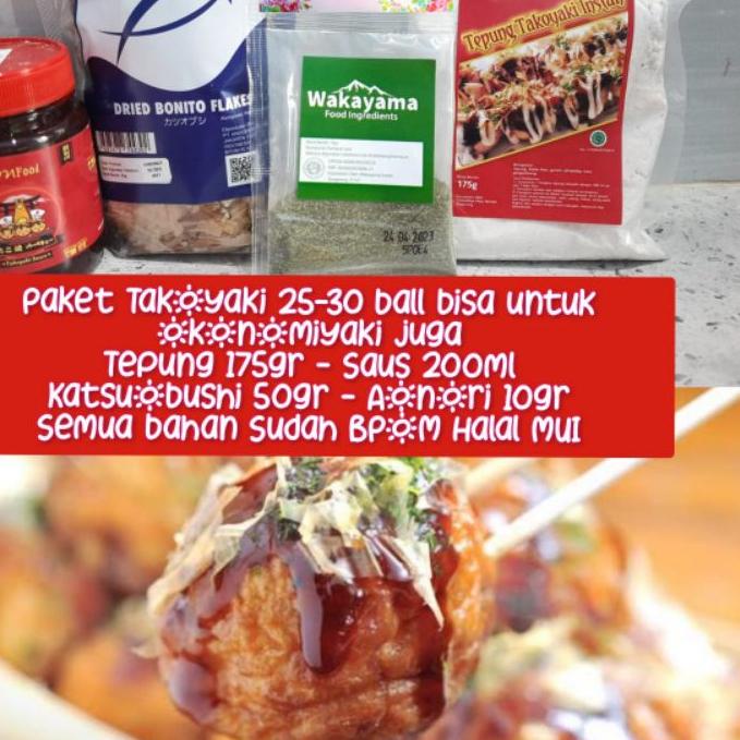 

✩ Paket bahan takoyaki lengkap halal murah tepung premix takoyaki katsuobushi aonori saus takoyaki sauce ☪