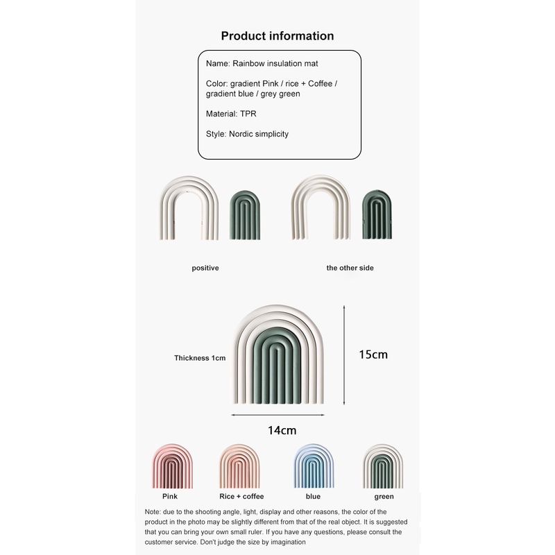 Mi.more Rainbow Silicone Table Mat Coaster 2in1 /Aesthetic Silicon Placemate/Silicon Coaster/Colorful Silicone Coaster Heat Insulation Pad / Tatakan Silikon Gelas Mug Piring Plate