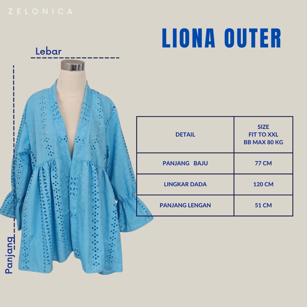 Zelonica Liona Outer bordir Bahan Premium