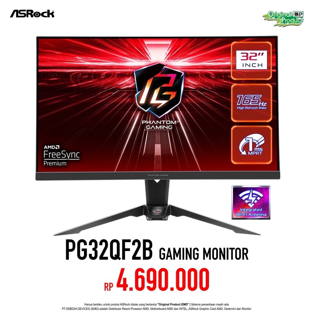 ASRock Phantom Gaming PG32QF2B - QHD 165Hz GAMING MONITOR