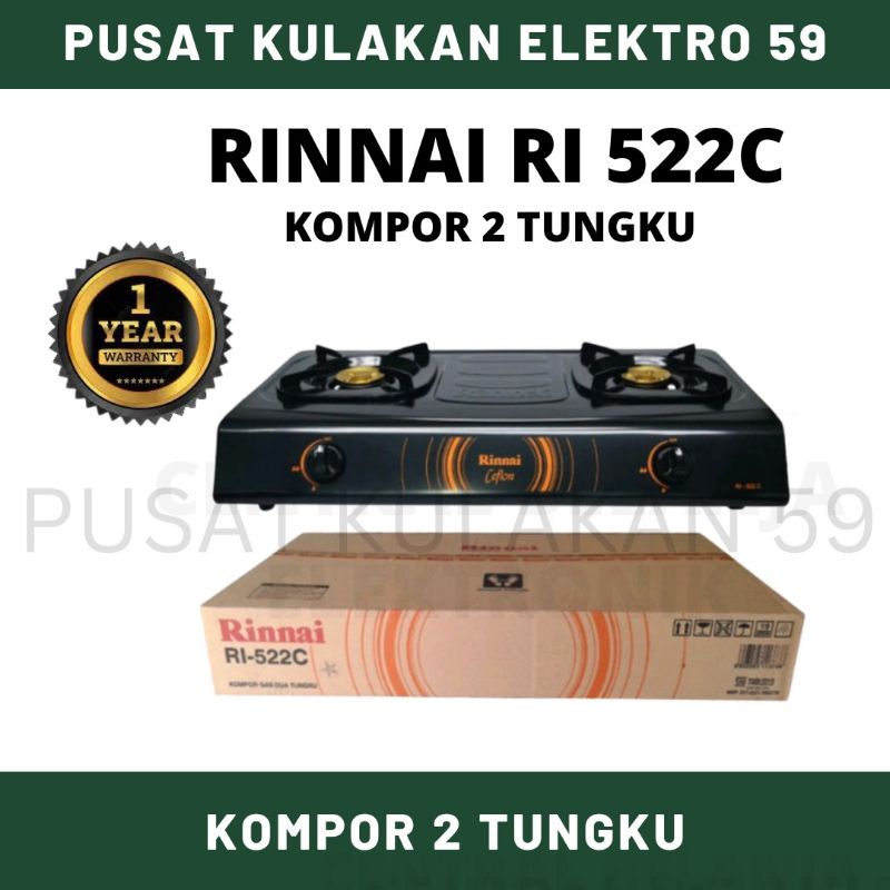 Kompor gas 2 tungku Rinnai RI 522C / kompor gas rinnai 522c