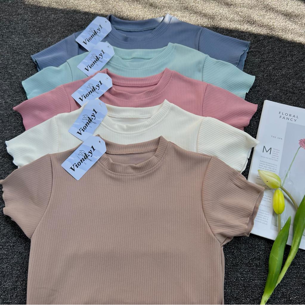 Atasan Wanita Crop Top Strech / Kaos Cewek Polos / Baju Knit Korea Lengan Pendek E32