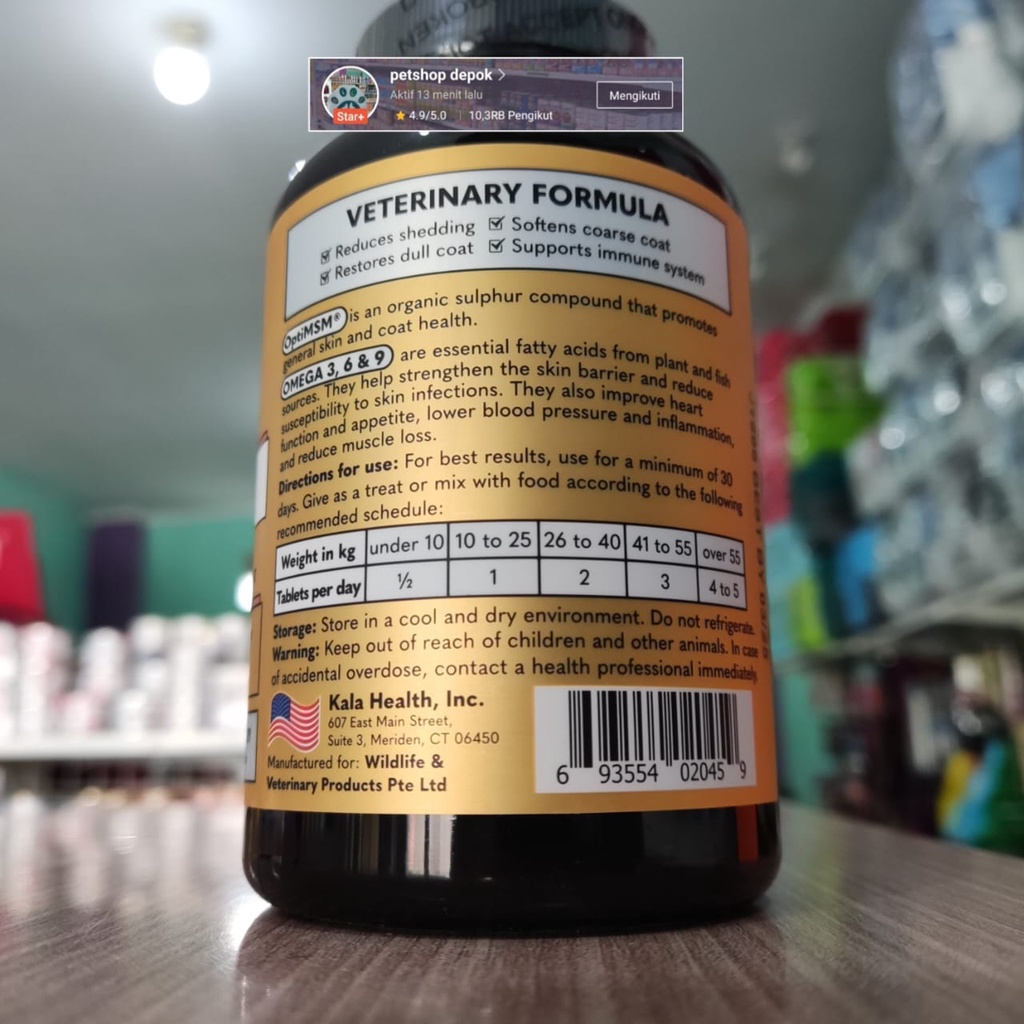 VITAMIN KULIT DAN BULU Anjing Kucing DERMATRIX TROPICAL 45 Tabs