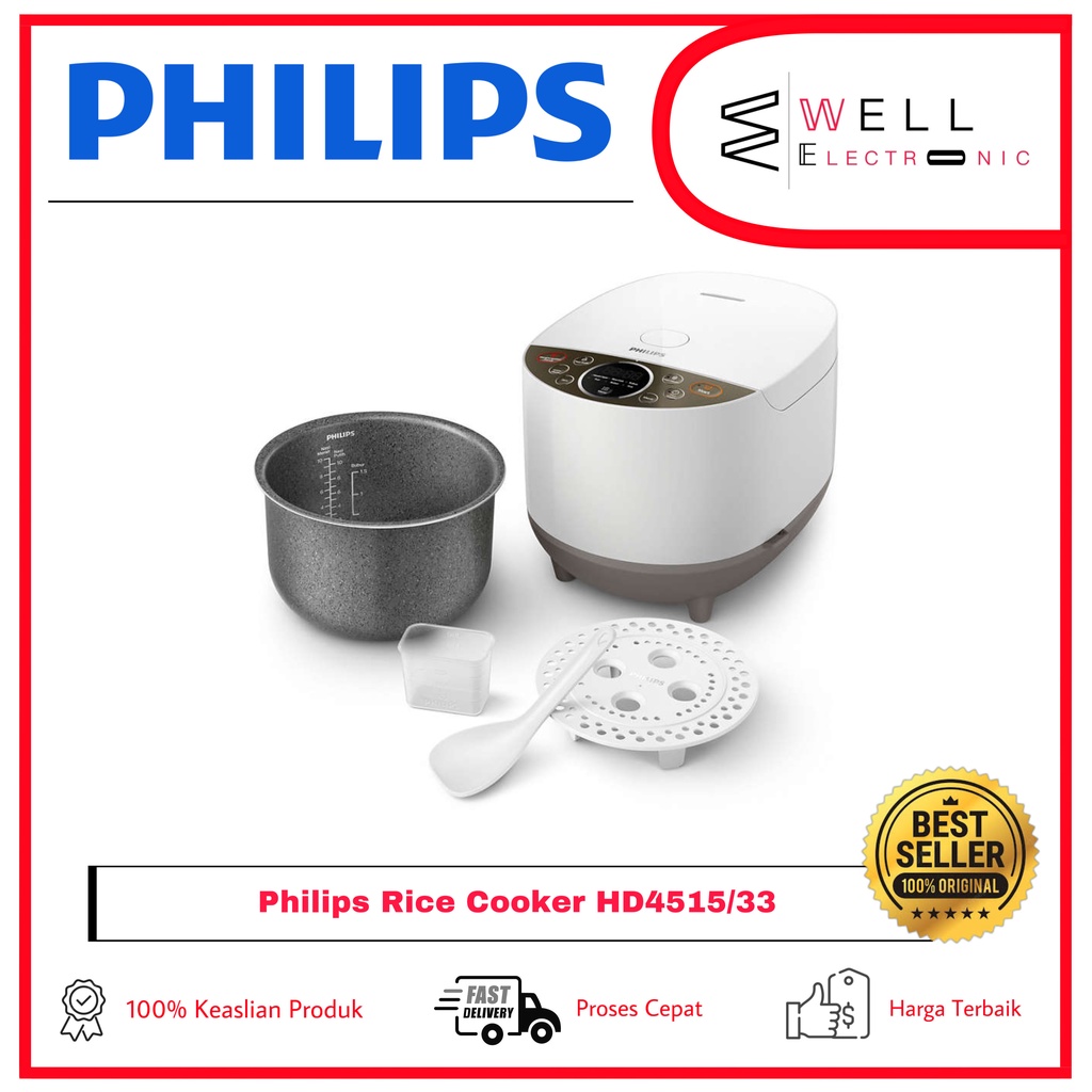 (NEW) PHILIPS MAGIC COM RICE COOKER DIGITAL HD4515/33 HD 4515 -WHITE (NEW)