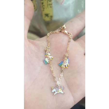 gelang anak balita 14 cm karakter unicorn kuda pony emas asli 700 70% 16k