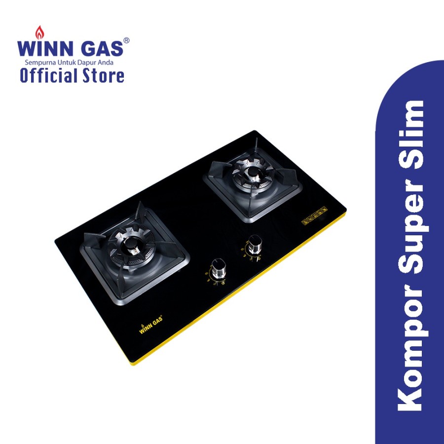 Winn Gas Kompor Super Slim Kompor 2 Tungku W 868 &amp; Paket Kompor selang Regulator W88/W900