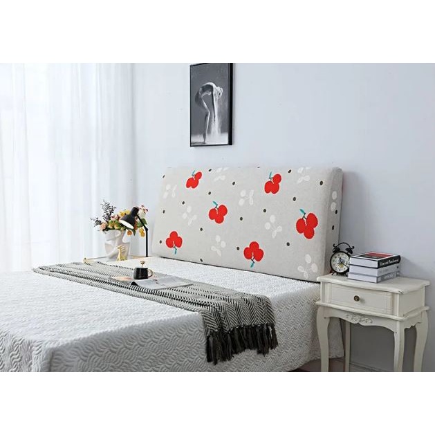 NP- Elastic Bed Cover Headboard Bunga Merah - Cover Sandaran Tempat Tidur