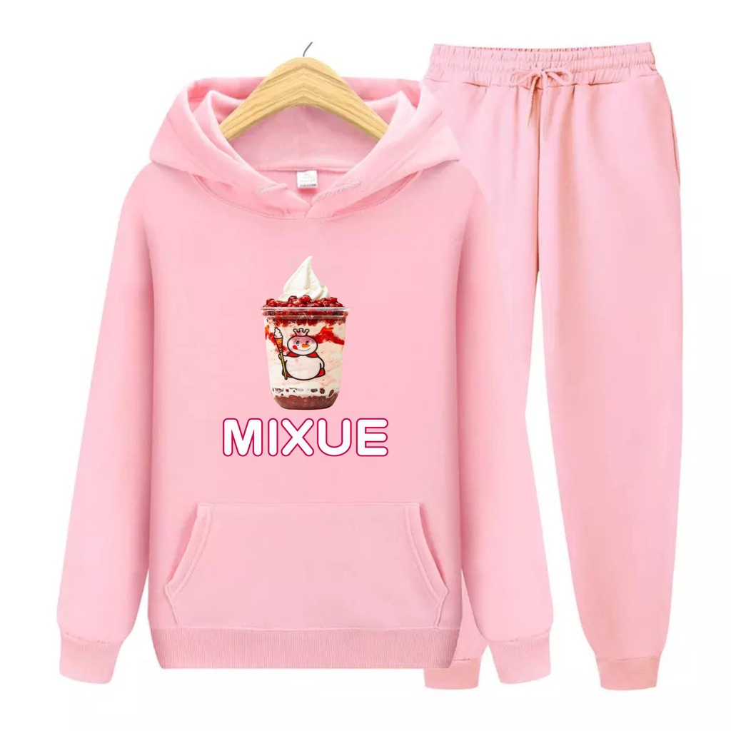 MIXUE ICE CREAM Sweater Hoodie Lengan Panjang Anak Atasan Dan Setelan Usia 4-13+Tahun  bisa Bayar Ditempat COD