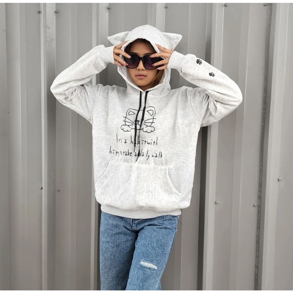 MIAU CAT HOODIE SWEATER WANITA OUTERWEAR JACKET CUTE ALA KOREAN FASHION TERBARU ATASAN LUCU