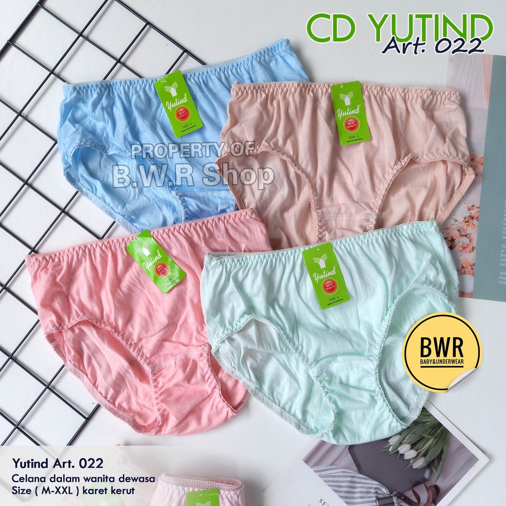 [ 6pc ] CD YUTIND 022 Karet Renda / Celana Dalam Wanita Dewasa Yutind Warna Muda Bahan Lumbut | Bwr