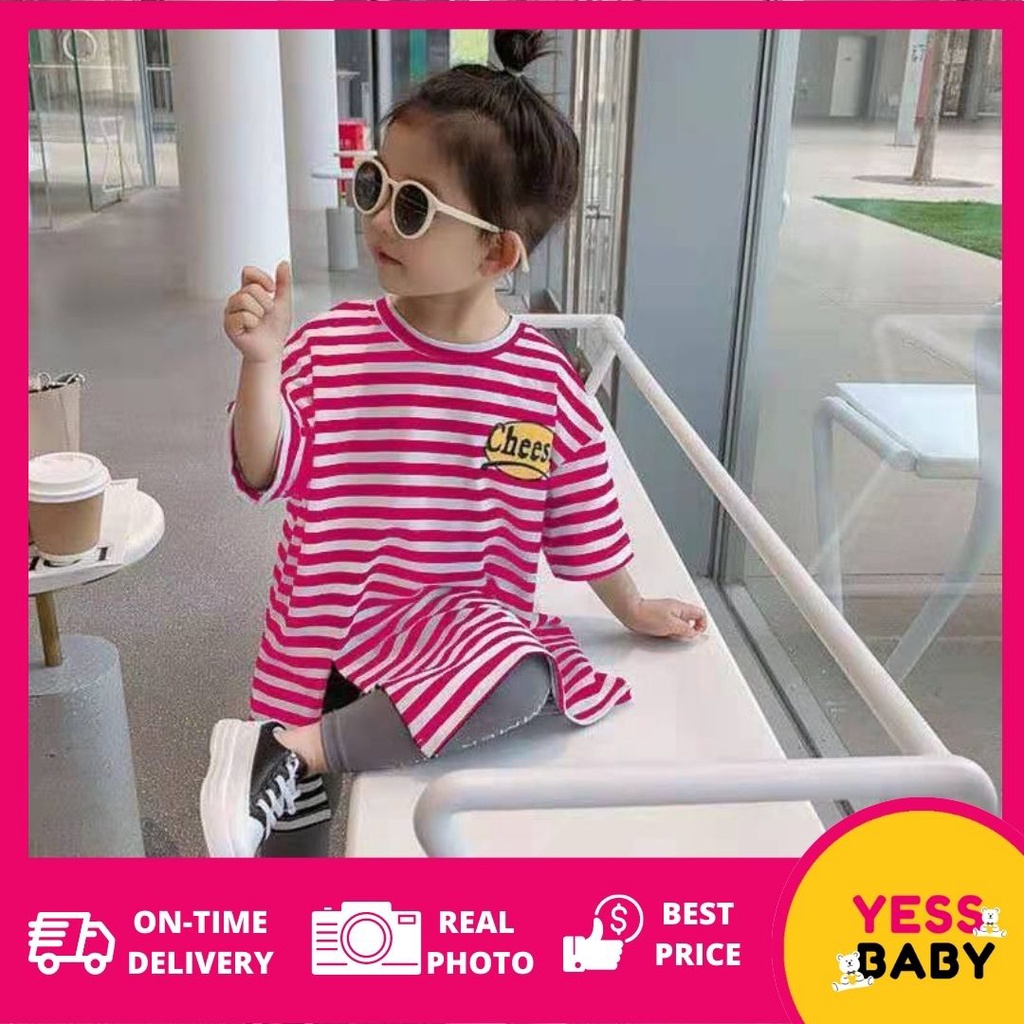 YESSBABY DRESS SMILING 1-9 Tahun Kaos Katun Anak Perempuan premium import/Perempuan Gaun Lengan Pendek/kaos dress anak cewek/baju anak perempuan 2022