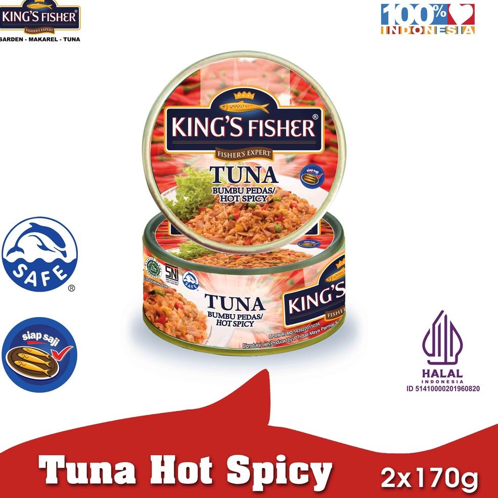 

5.5 Flash Sale King's Fisher Paket 2 Pcs Tuna Canned Hot Spicy Daging Tuna Makanan Kaleng 170 gr