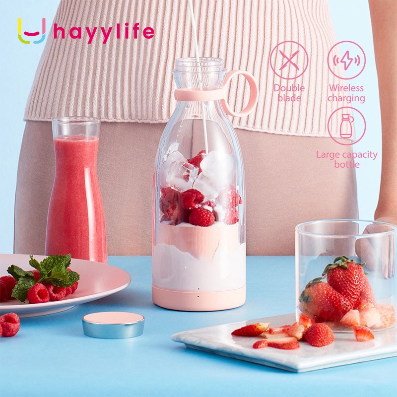 HAYYLIFE Juicer Blender Cup Portable Mini 6 Pisau 380 ML  Dengan USB Charging/ Juicer Multifungsi Mi