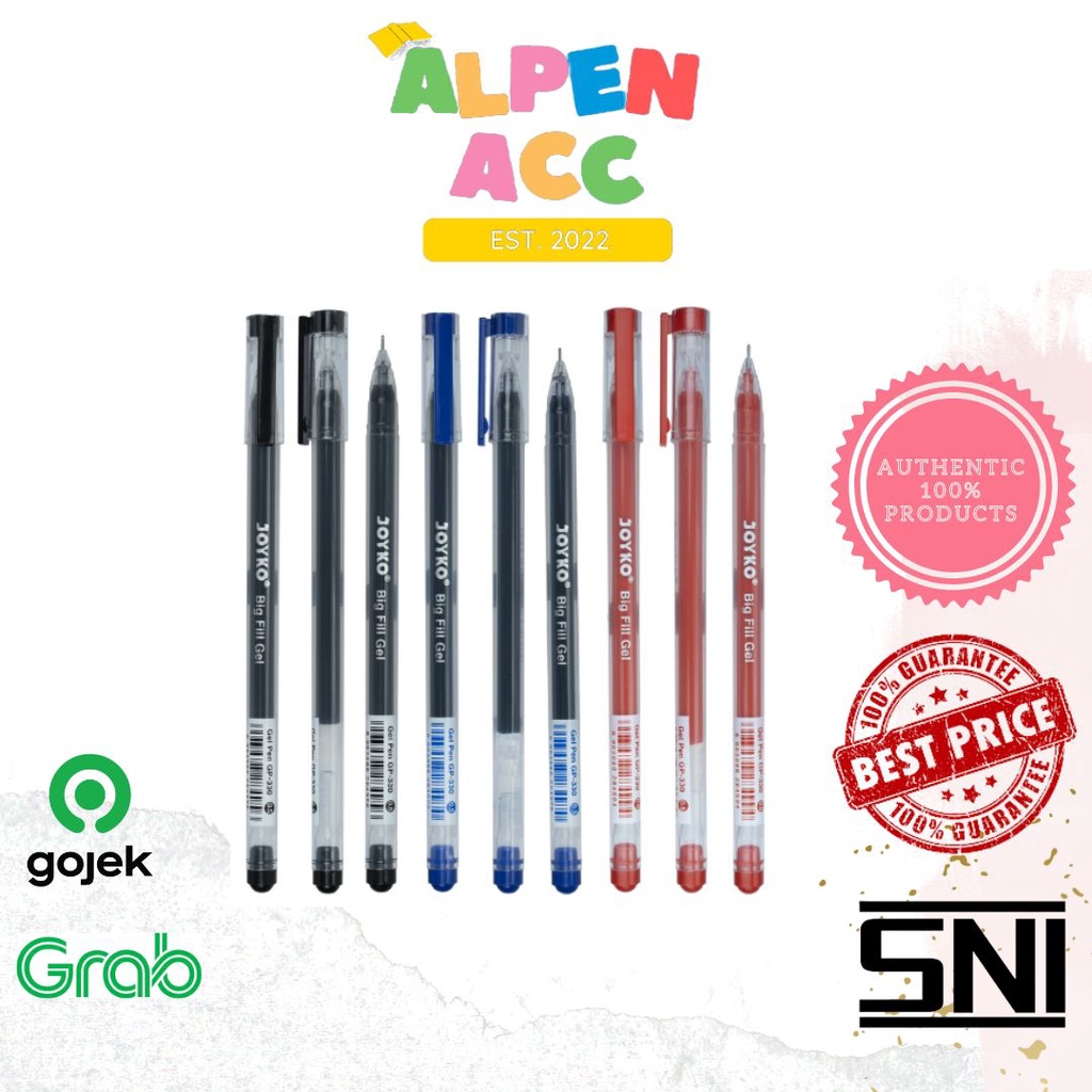 

JOYKO Gel Pen | Pulpen Pena Joyko GP-330 | Pulpen Needle Tip | Big Fill Gel 0.5 mm | 1PACK : 12PCS