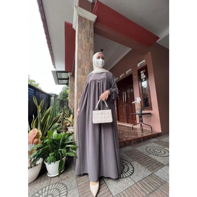 CRINKLE DRESS AIRFLOW LUNA DRESS TERBARU GAMIS MUSLIM WANITA KEKINIAN TERMURAH TERBARU COD