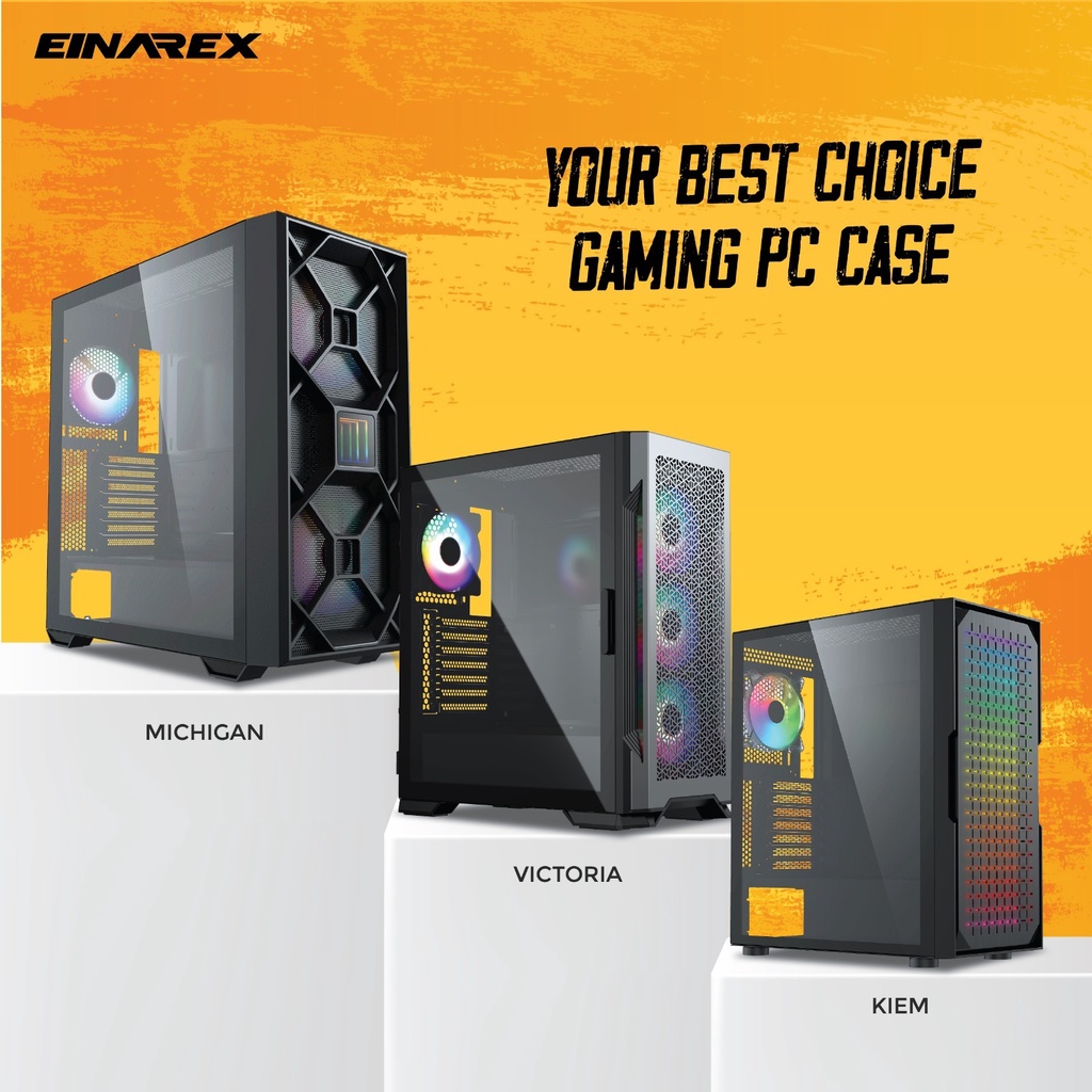 Gaming Case EINAREX KIEM | Casing PC Tempered Glass E-ATX