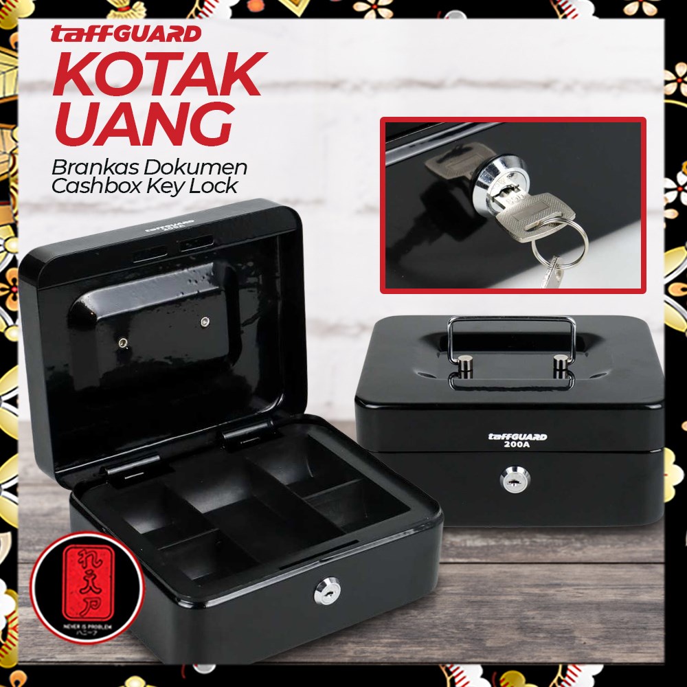TaffGUARD Kotak Uang Brankas Dokumen Cashbox Key Lock - 200A - Black