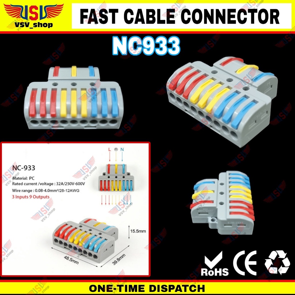 Terminal Konektor Kabel Sambung Cabang Quick Cable Connector wago 3IN